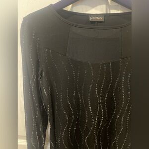 Luc Fontaine Black Long Sleeve mini dress with sequins print sz4